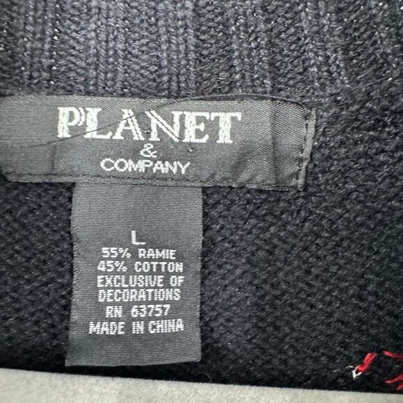 VTG Planet & Company  Christmas Sweater Vest L Santa Garland Zip Up Ugly Holiday - Picture 6 of 7